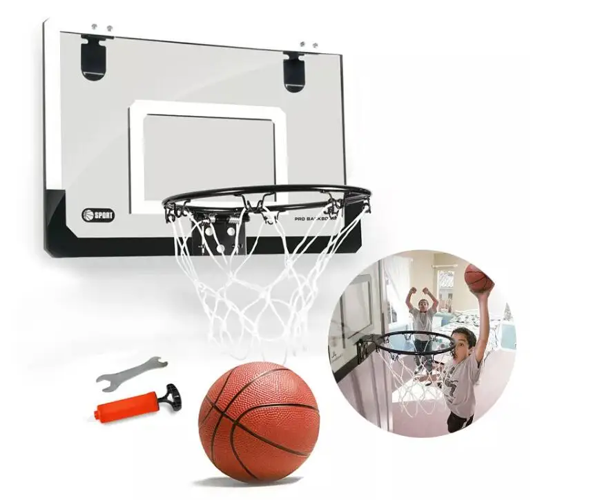 Custom Logo wall mounted basketball hoop size adjustable basketball hoop with temper glass kids backboard and rim