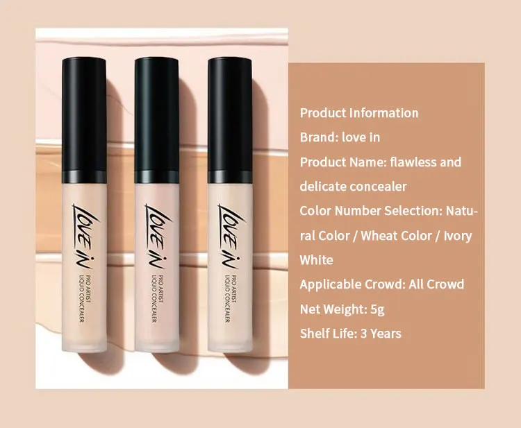 Private Label Face Makeup Waterproof 24Hr Lasting Eye Concealer Makeup Oil Vegan Matte Liquid Concealer