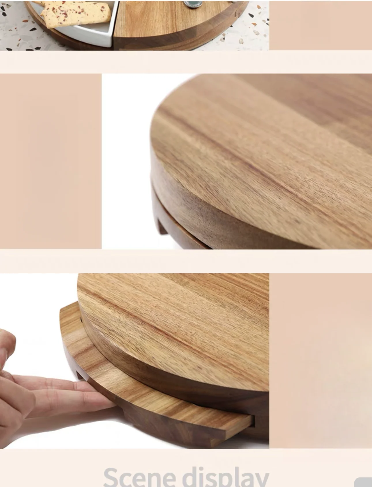 Multi-Functional cheeseboard bamboo cheese chees tables charcuterie board platter set With Hidden Slide Drawers
