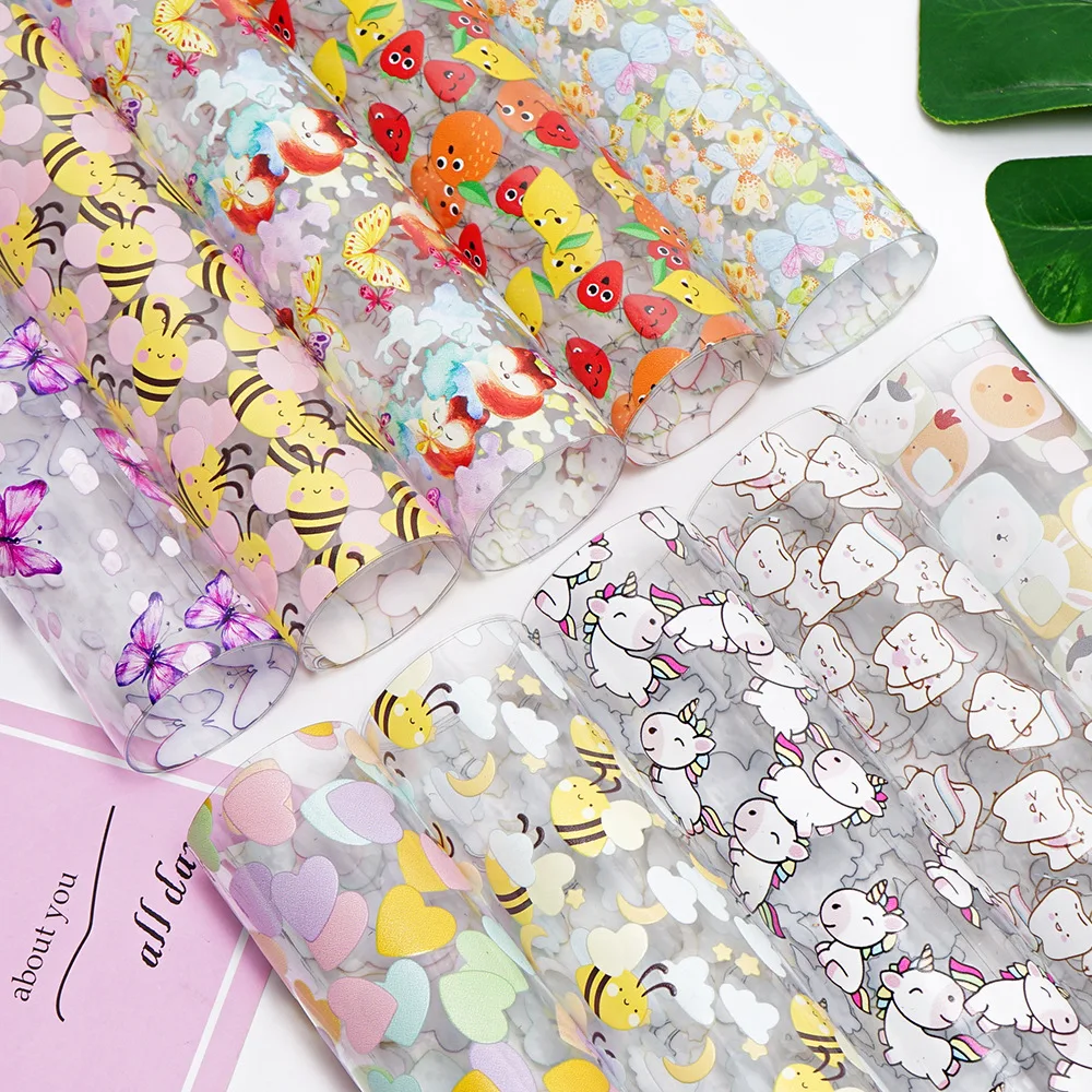 30*120CM Custom Faux Leather Cartoon PVC Vinyl Fabric Digital Printed Fruits Banana Pattern For Handbags
