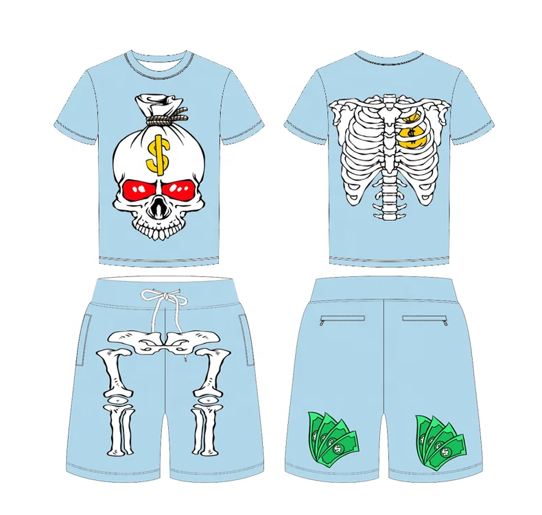 2023 Summer jogging suit windbreaker shorts sets for men custom LOGO puff shorts sets Casual shorts and shirt set for men