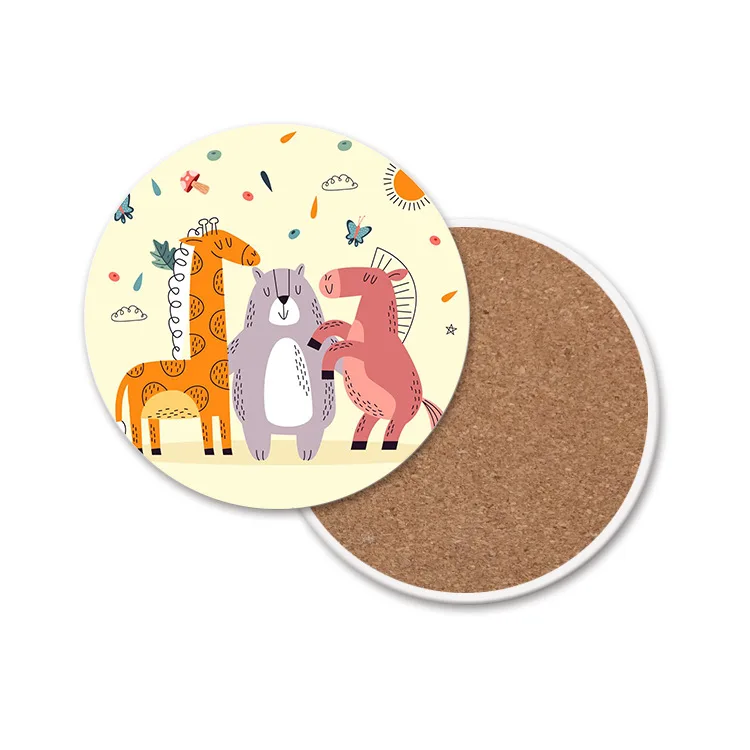 hot selling 2023 Eco-friendly And Non-Slip Blank Sublimate Stone Cup Pad Blank With Cork Ceramic Coasters Blank Ceramic Coaster