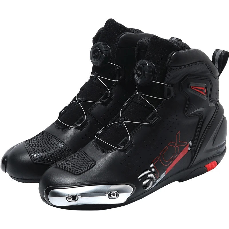 Riding Perforated Leather Motorcycle Boots Breathable Speed Moto Protector Motocross Motorbike Men Boots Shoes