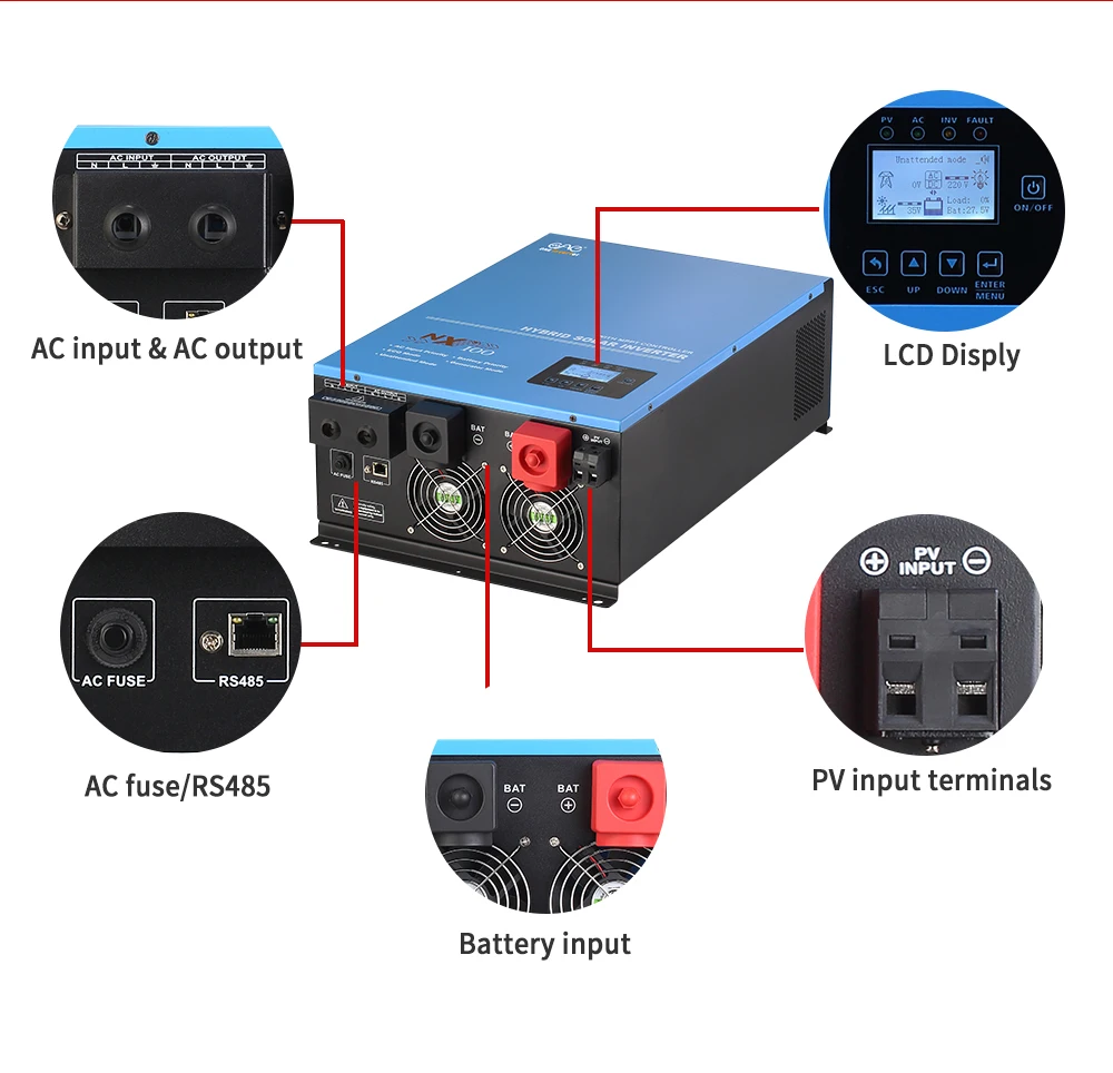 solar inverter Ampinvt split phase inverter 120v 240v 3000w hybrid inverter with 80a control mppt