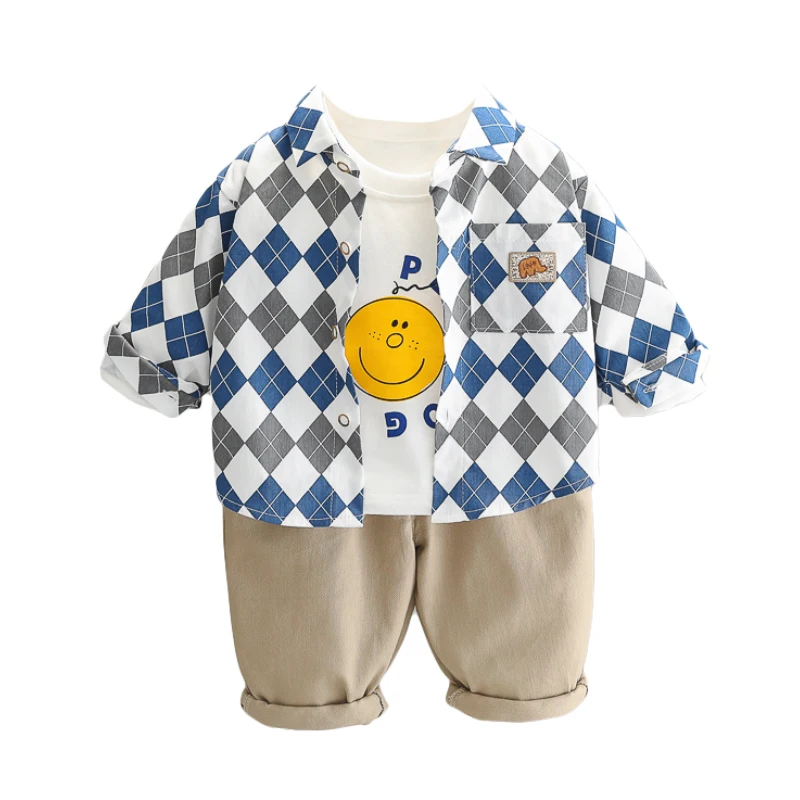 2024 новый корейский Повседневный Комплект свитшот для мальчиков красивый комплект из двух предметов весны и осени в входит рубашка одежда детский гардероб