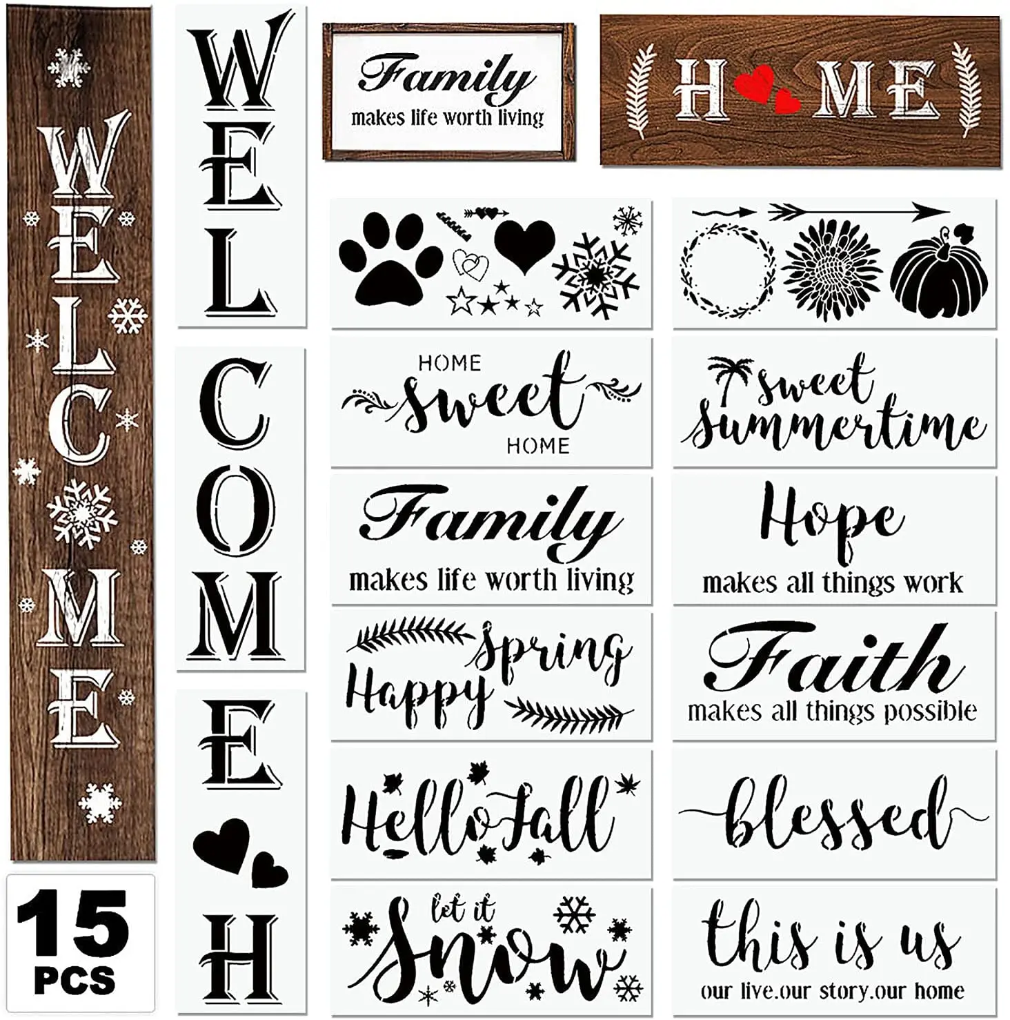 Большой Многоразовый набор трафаретов с алфавитом подходит для украшения дома и входной двери крыльца или улицы