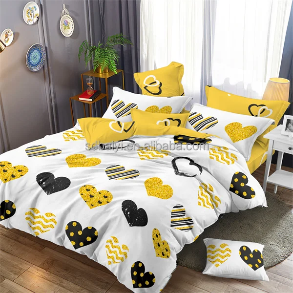 Soft Brushed microfiber polyester printed Floral Geometric pattern bedsheet set bedding microfiber sheet set