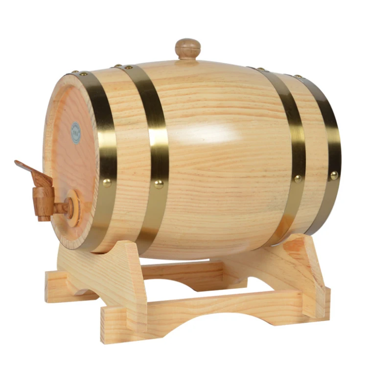 5L Oak Barrel for Storage or Aging Wine & Spirits Wine Barrel Holder for Wine Bar or Beverage Tubs