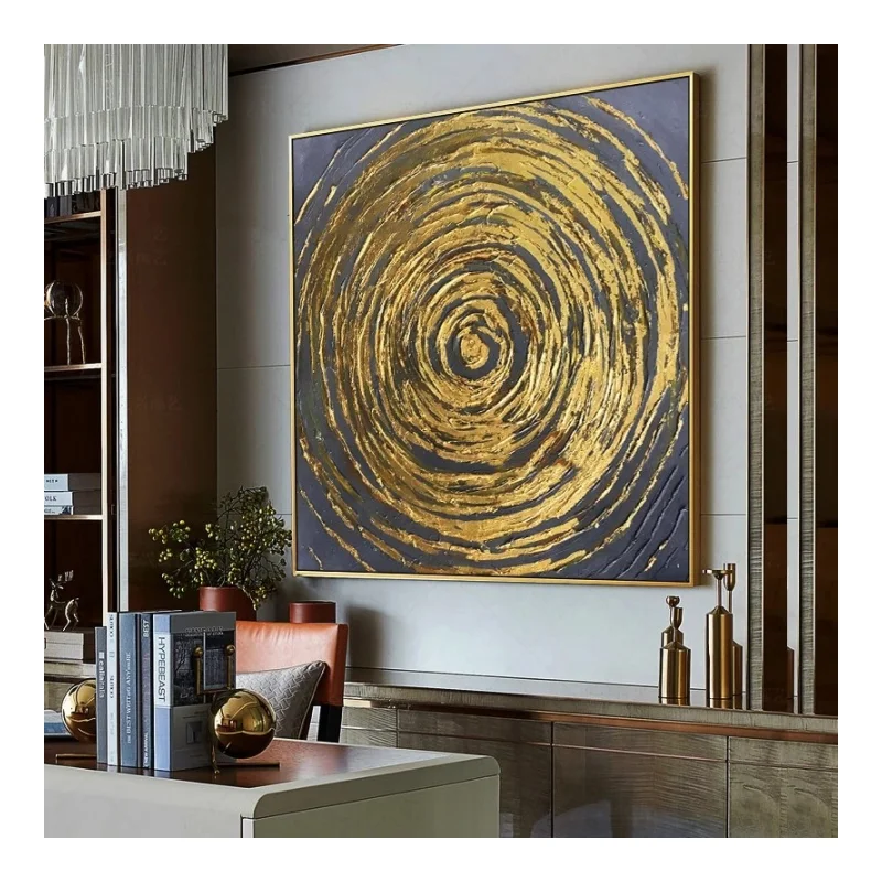 Dropshipping Living Room Home Decor 100% Hand Painted Abstract Modern Textured Gold Gleaming Acrylic Oil Painting