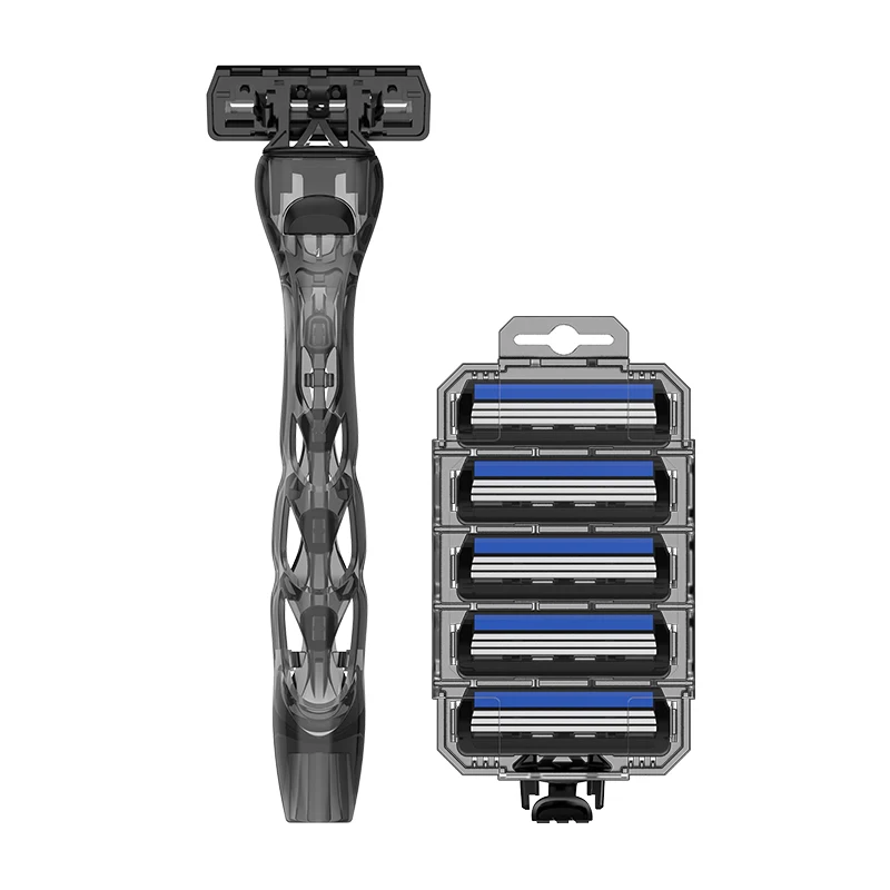 mens shaving razor with special designed handle match with 3 blade razor cartridge make close and clean shaving
