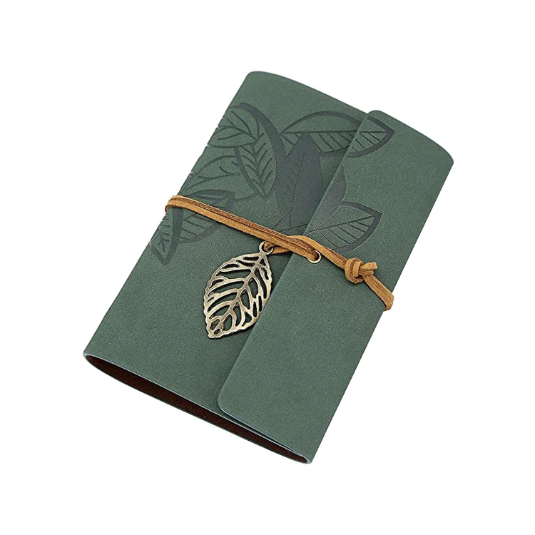 Cute slim leather Loose Leaf Binder Journal Diary Notebook pocket book A6