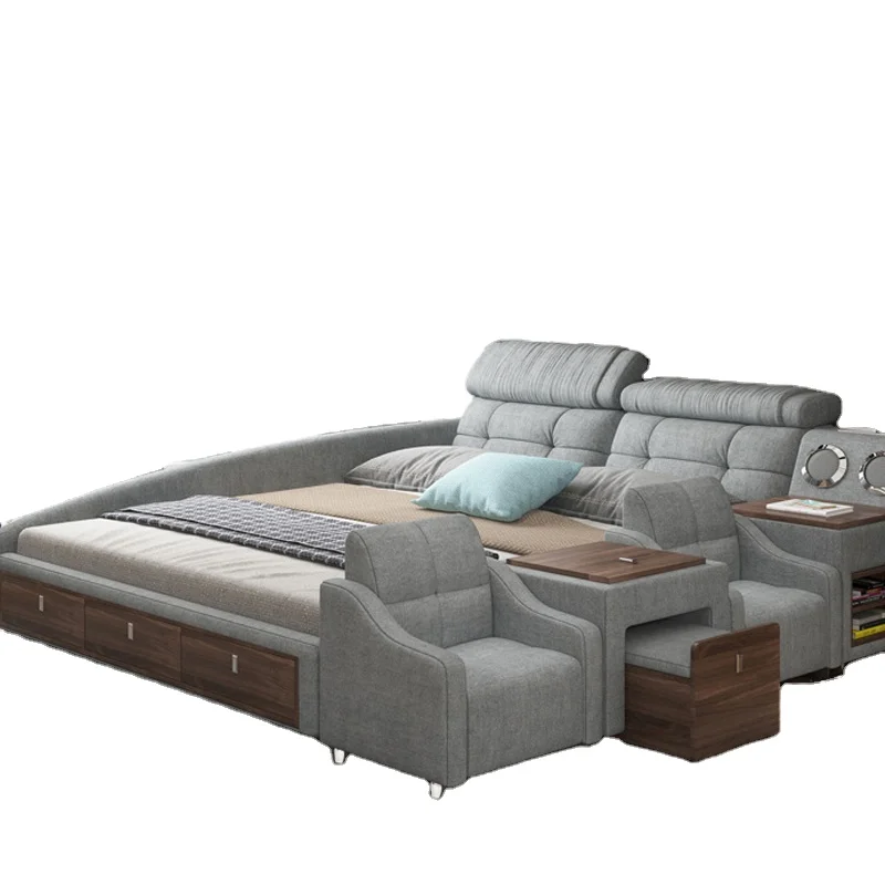 HUIJUYOUPIN Multifunction Double Bed Kids Bed Modern Luxurious Tufted Upholstered Queen & King Platform Bed