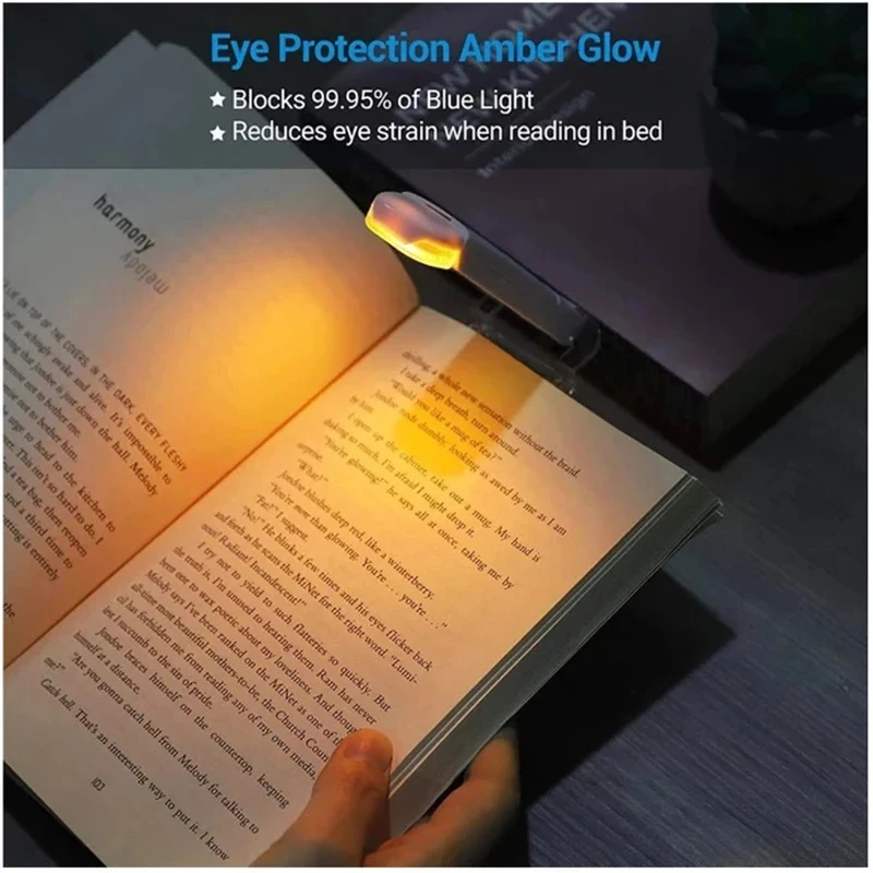 Portable LED USB Rechargeable Folding Mini Book Reading Light Brightness Adjustable Clip on Book Light Portable Bookmark Light