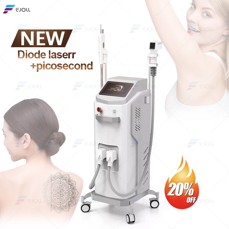 2 In 1 Nd Yag Laser Tattoo Removal / 808 Diode Laser Hair Removal Machine Ice Platinum 755/808/1064nm Beauty Equipment