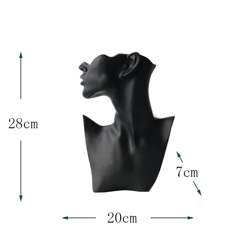 resin crafts Abstract Female sculpture mannequin head with shoulders necklace and earring jewelry display stand
