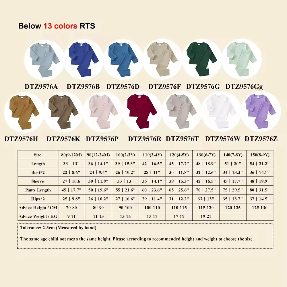 Wholesale Unisex Custom Solid Toddler Baby Loungewear Kids Pajamas 2pcs Clothes Set Basic Cotton Kids Girls Boys Pyjamas Set