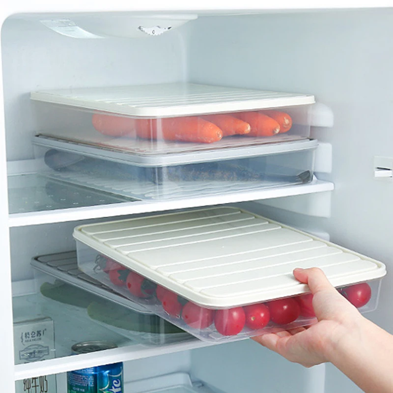 Freezer Food Storage Container Stackable Refrigerator Storage Boxes Food Saver Box with Lid to Keep Fruits Vegetables Meat