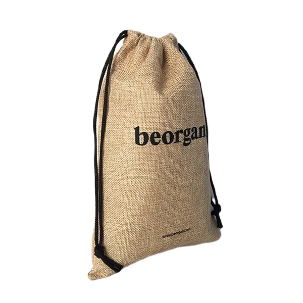 Manufacturers Custom Logo Printed Colorful Reusable Natural Burlap Hessian Christmas Gift bag Linen Drawstring Jute Gunny