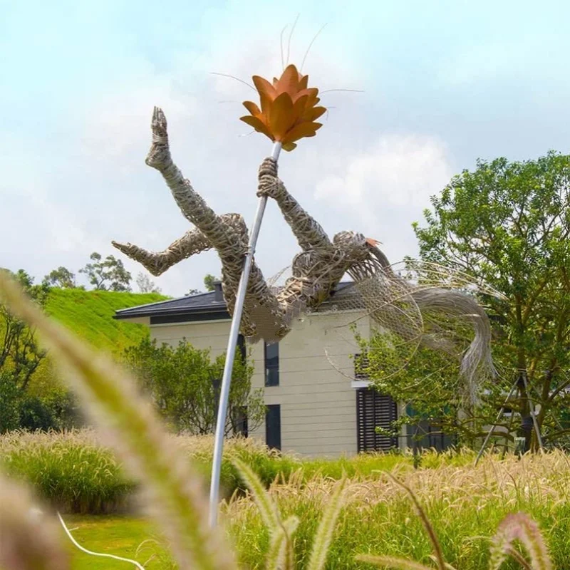 Customized New Design Outdoor Stainless Steel EIf Sculpture Garden Decor Modern Elf Stainless Steel Hollow Sculpture