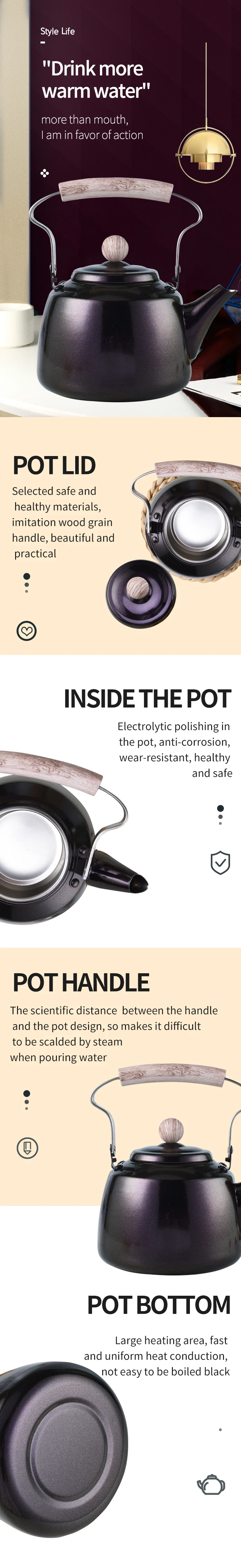 tea kettle red double set madame coco 2.5L Whistling durable unique metal multi color electrical tea kettle red