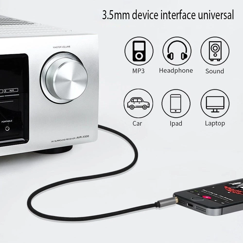 3 Pole  Cable 3.5mm car audio speakers audio jack 3.5mm audio cable  for iphone