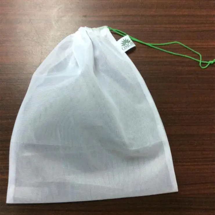 Premium Recycled Polyester Mesh Produce Bags Double-Stitched Strength with Tare Weight on Tags