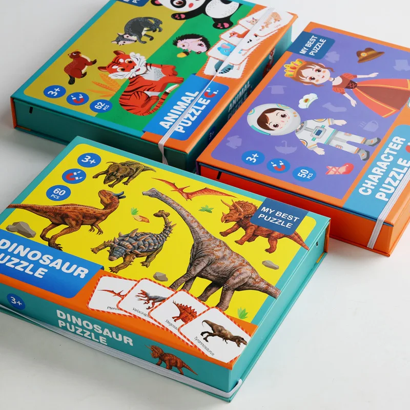 Scene Animal Dinosaur Magnetic Jigsaw Puzzle Children Puzzle Boys and Girls Little Class Children Two-three-four Years Old