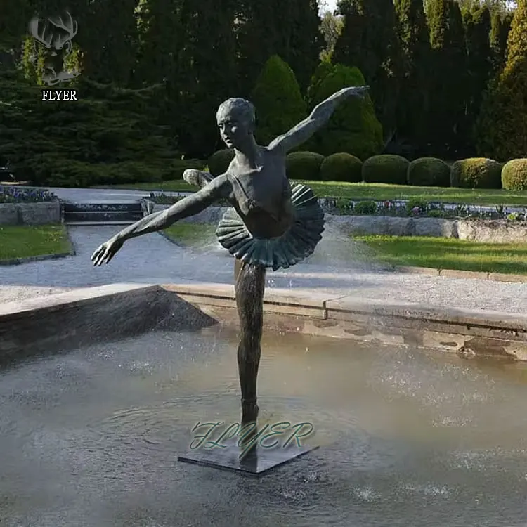 City Decorative Life Size Dancing Ballerina Fountain Ballet  Bronze Girl Fountain Statue Sculpture