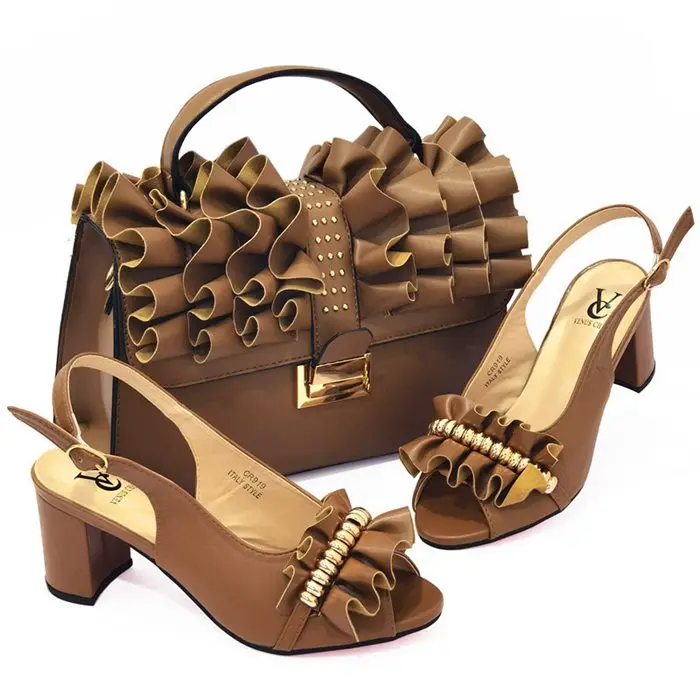 AB9073 Hot sale Big Bag And Shoes women shoes 6.5cm  match handbag set african shoes and bag for dress