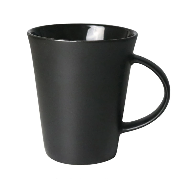 12oz fully color glazed custom logo ceramic coffee cup matte black mug