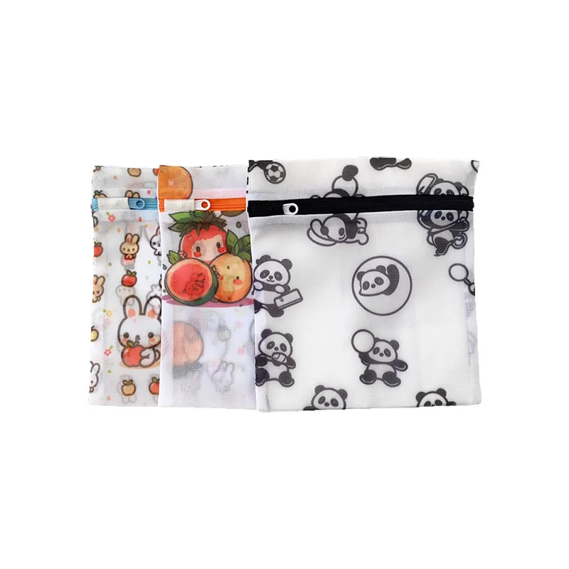Custom Pattern Fine Mesh Laundry Bag with Panda Design Plastic Material for Travel Use Features Custom Logo
