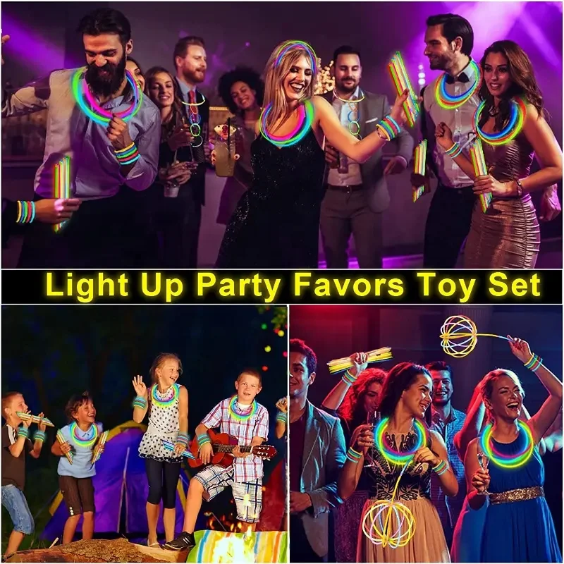Glow Necklaces Bracelets Jewelry Favors Bulk Glow In Dark Fiesta Decor Navidad Halloween Wedding Supplies Neon Party Glow Sticks