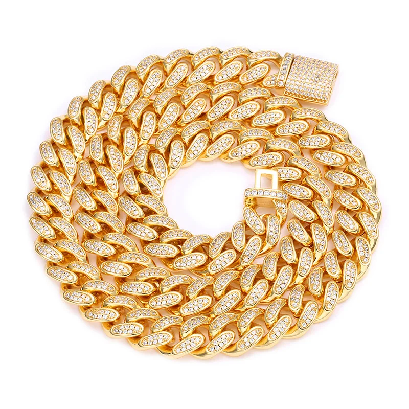 8MM 10MM Real Gold Plating Trendy 925 Silver Necklace Moissanite Cuban Link Chain Hip Hop Jewelry Iced Out Cuban Chain