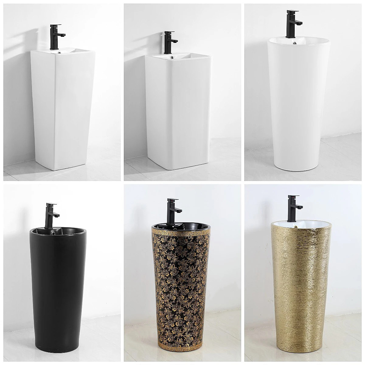 Modern Ceramic Sanitary Wares Washroom Washbasin Hand Wash Pedestal Sink Basin For Bathroom