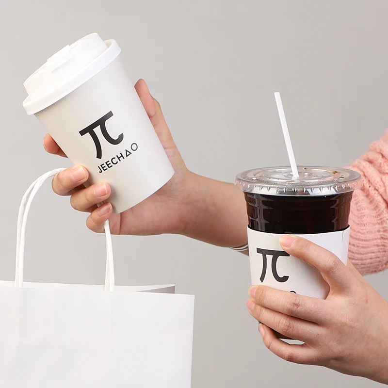 Custom Lamination Paper Cups Tea Coffee Paper Cups Disposable with Lids Takeaway Packing 4oz 8oz 12 Oz 16oz 20oz 22oz Carton