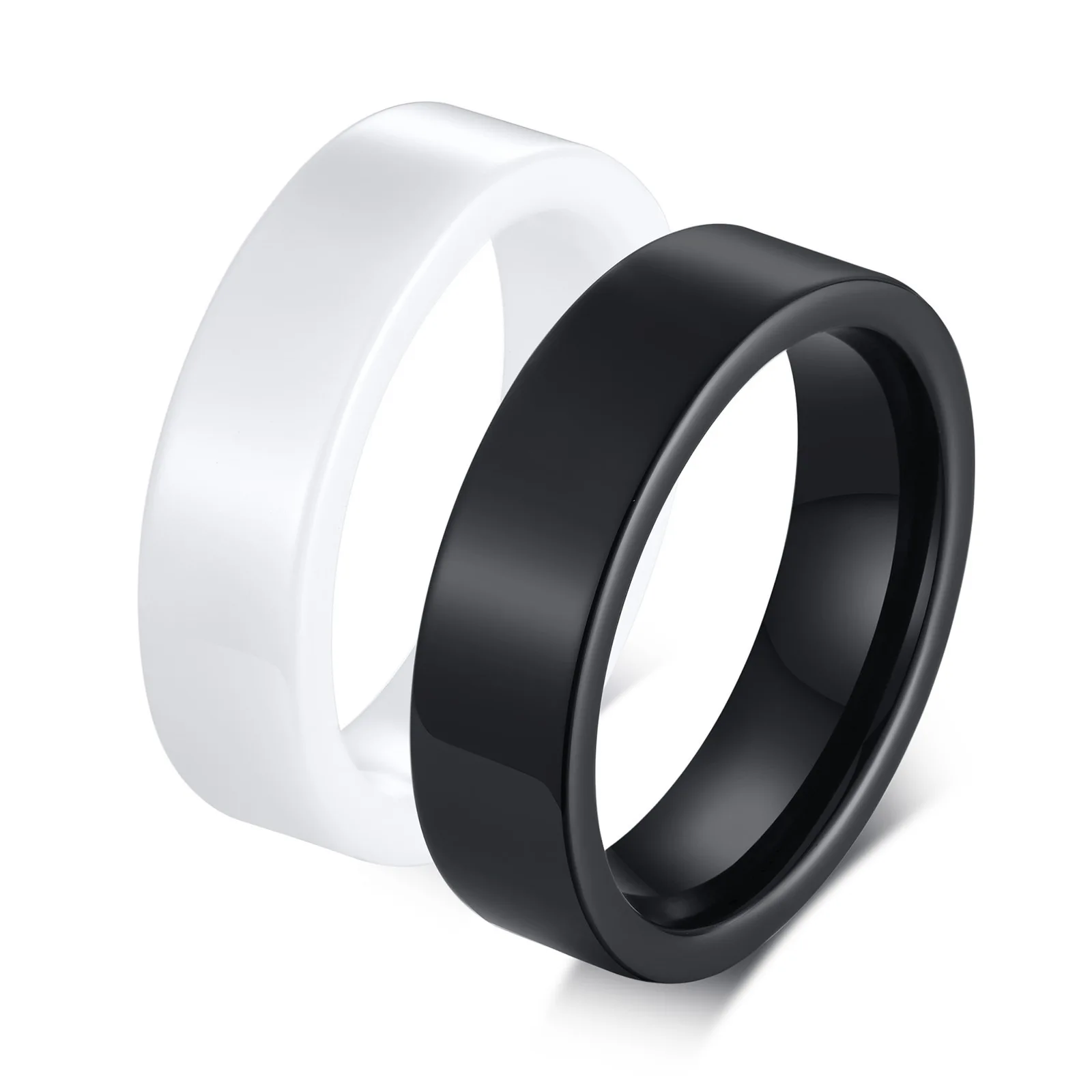 Wholesale In Stock Simple Finger Ceramic Ring Jewelry 6MM High Touch Smooth Ceramic Ring White Black Blank Ceramic Ring