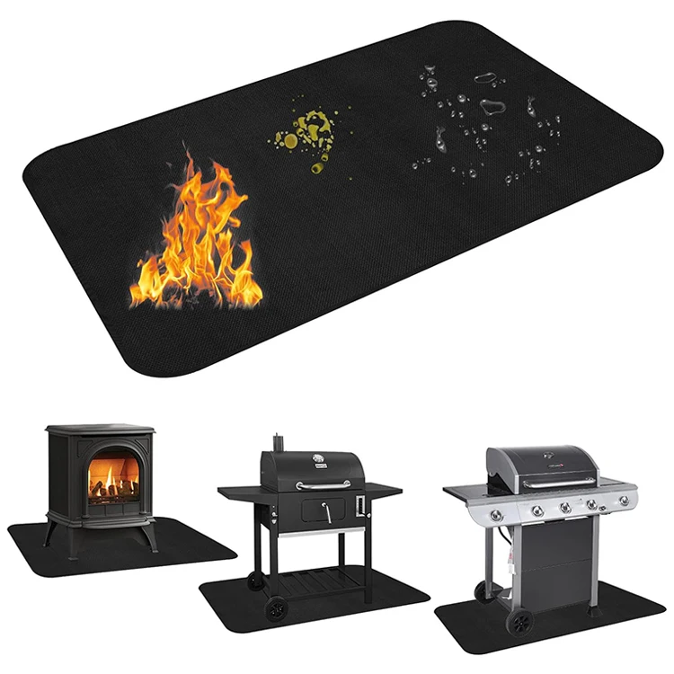 Outdoor patio bbq protector oil proof waterproof under grill floor mats under fireproof grill mat fire pit mat