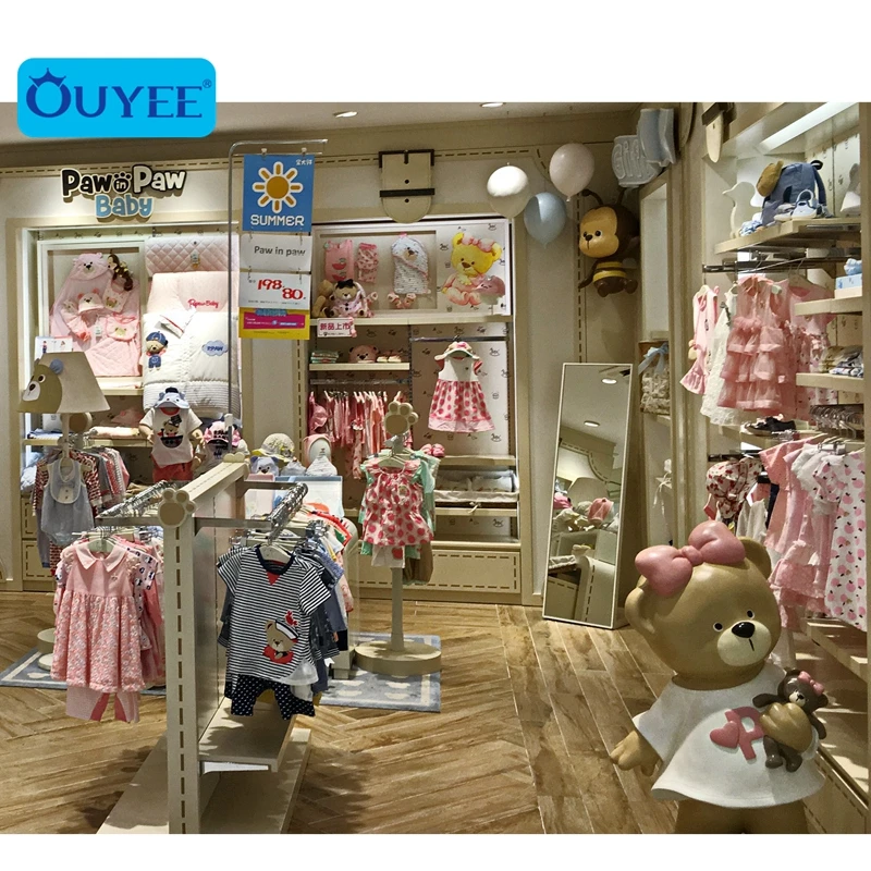 Boutique Elegant Baby Clothes Shop Fittings Display Design For Kid Clothing Stores