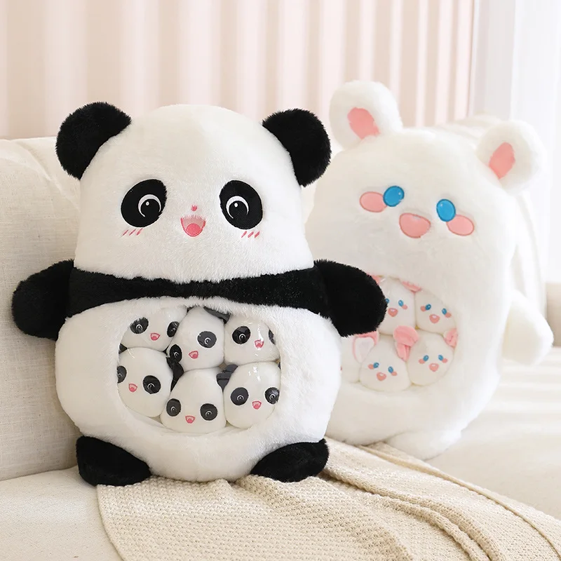 Cute Animal With Little Baby Small Toys Snacks Throw Pillow Rabbit Dinosaur Bear Stuffed Cushion Koala Plushies