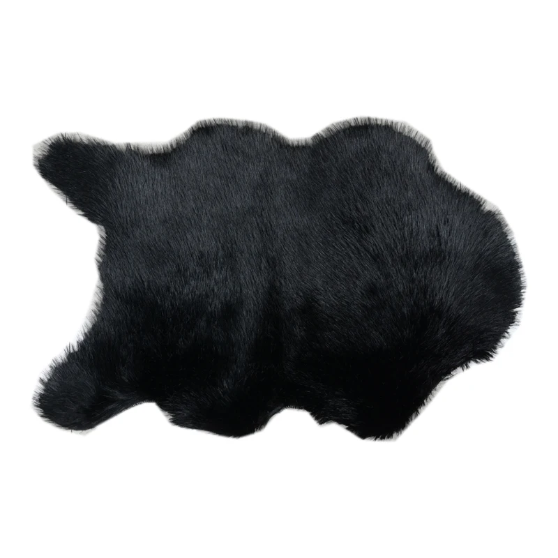 Высокие роскошные индивидуальные черные пушистые коврики из овчины 65x90 см