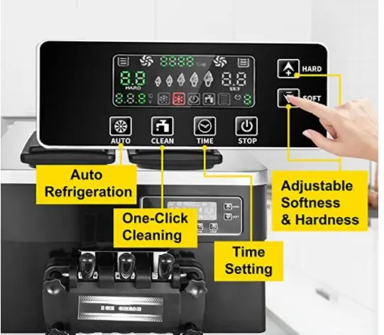 hot sale 2 1 mixed commercial automatic softy ice cream machine with 3 flavors beater