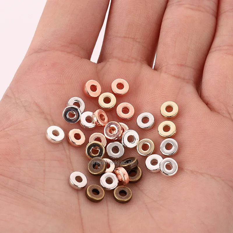 Beads plated KC Gold Sliver Round Ring Spacer Beads for Jewelry Making DIY Bracelet Necklace Accessories