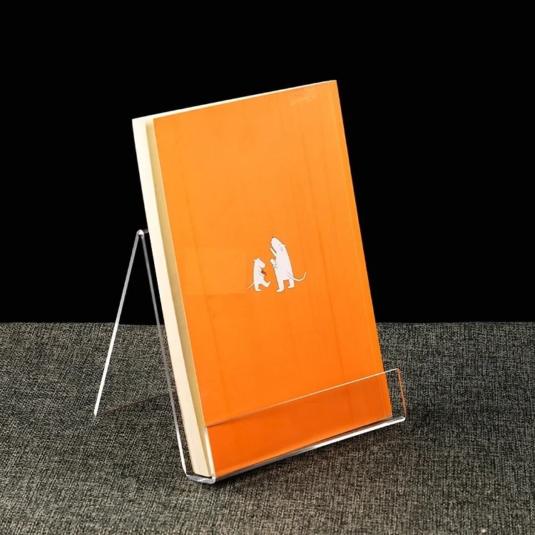 
Custom Transparent acrylic magazine rack shelf books supporting vertical bookends bookshelf bookstore display shelf bracket 