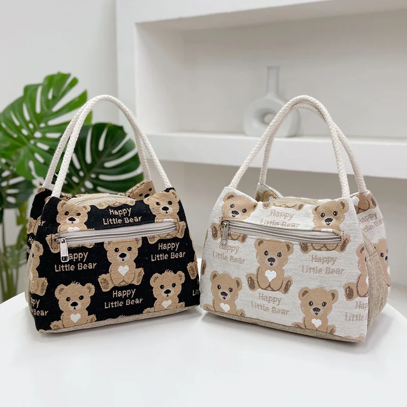 custom fabric food and drink storage bag for picnic happy little bear lunch bag customized thermal bag
