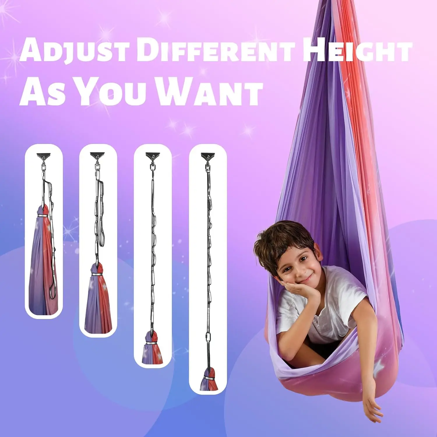 Sensory Swing For Kids  Adults Holds up to Yoga Indoor Camping Hammock Outdoor Double Layer Therapy Cuddle Effect for Autism