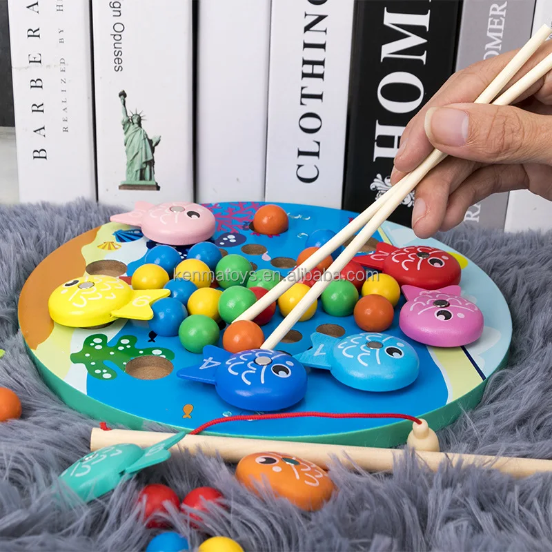 Wooden Fishing Educational Clip Beads Toys for Kids