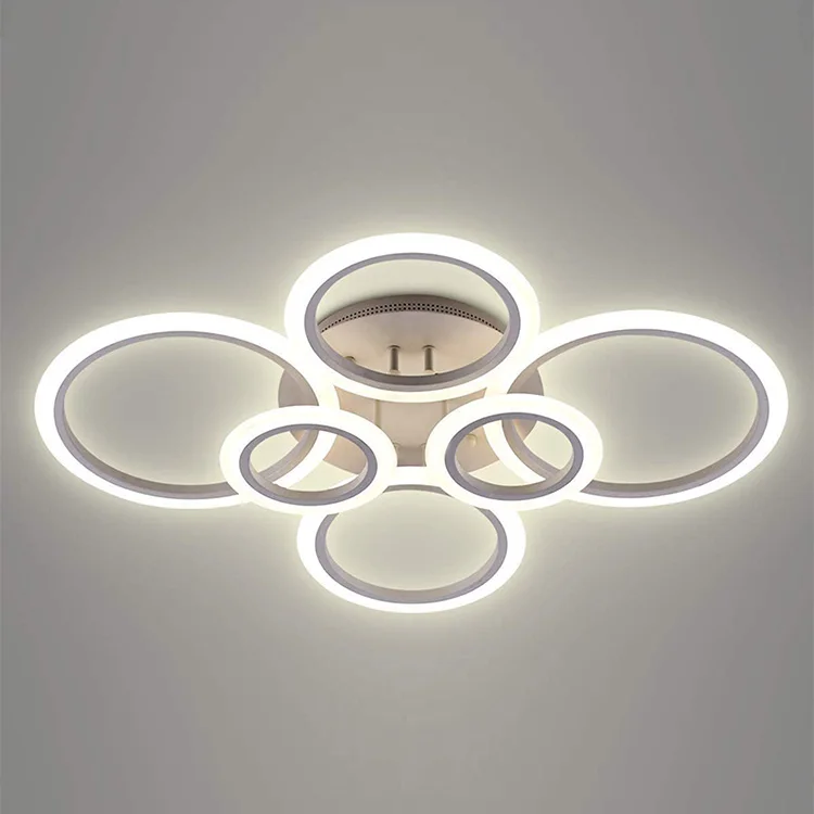 Nice shape 60w 6 rings hotel chandelier modern ceiling light modern hanging Lighting fixture