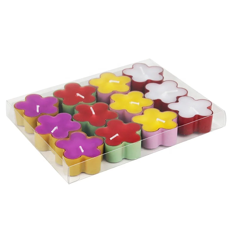 Custom Romantic Decoration Candles Set 15g*12 Colorful Mini Plastic Jar Flower Tealight Scented Candles