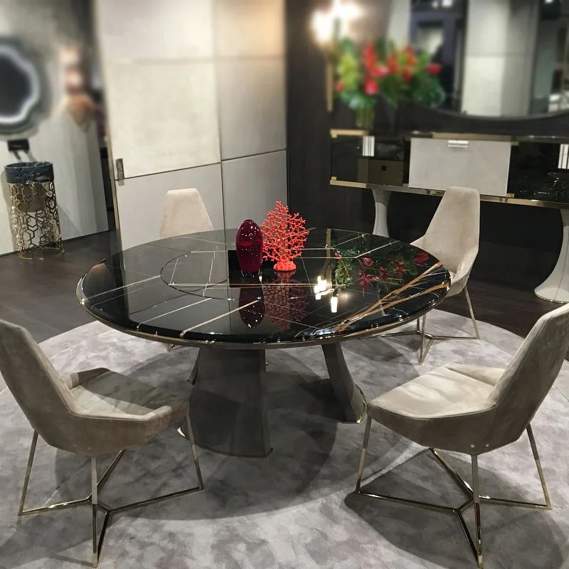 Factory Price Home Designer Royal Modern Luxury Large Mesa Luxo New Design Trendy Natural Marble Tabletop Oval Dining Table