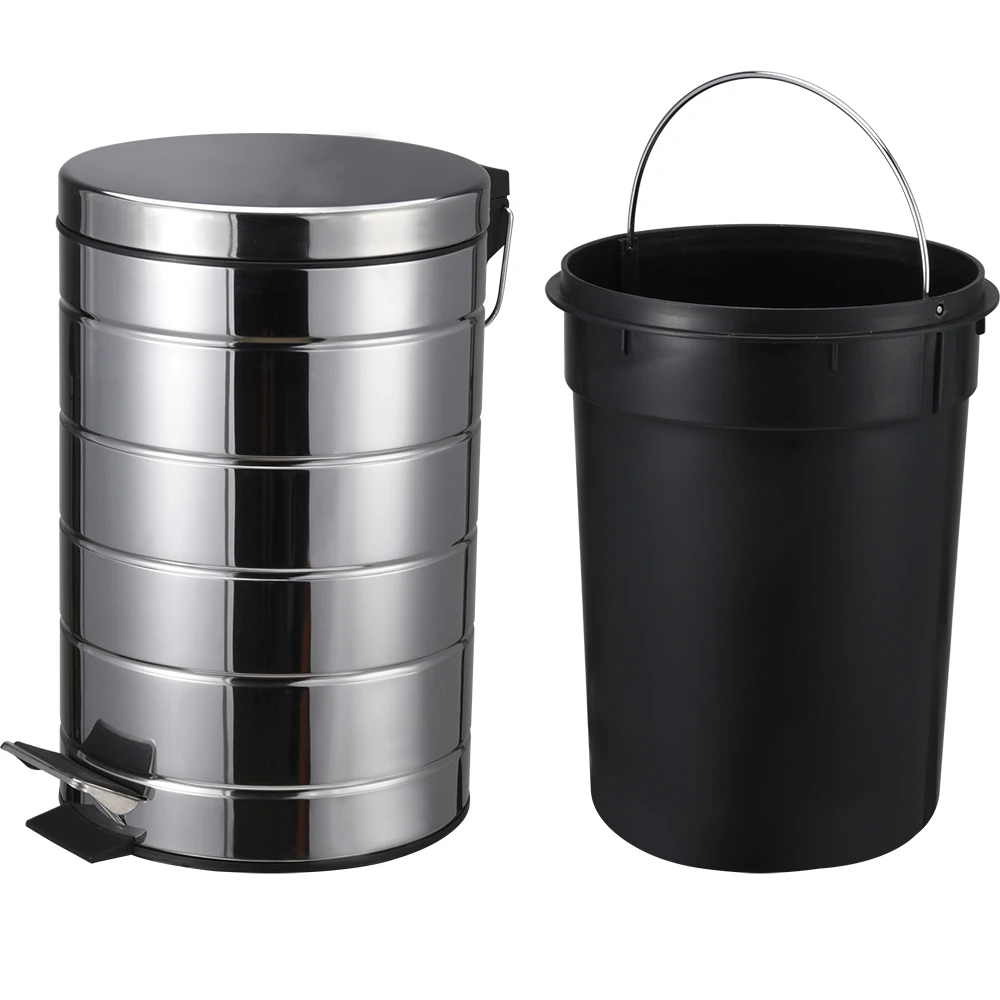 Embossment 20 liter metal stainless steel big garbage trash can 20l with soft close lid